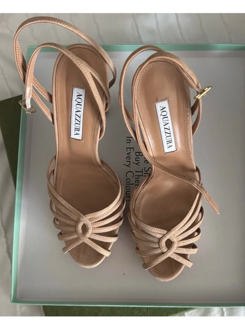Aquazzura Blush Nude Strappy Platform Stiletto Sandal